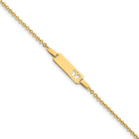 14K Yellow Gold Polished Cut-out Butterfly ID Bracelet for Children - Engravable Personalized Plate - 6 Inches by Oro Pregiato