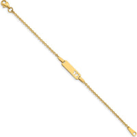 14K Yellow Gold Polished Cut-out Butterfly ID Bracelet for Children - Engravable Personalized Plate - 6 Inches by Oro Pregiato