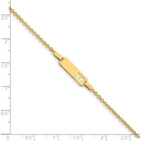 14K Yellow Gold Polished Cut-out Butterfly ID Bracelet for Children - Engravable Personalized Plate - 6 Inches by Oro Pregiato