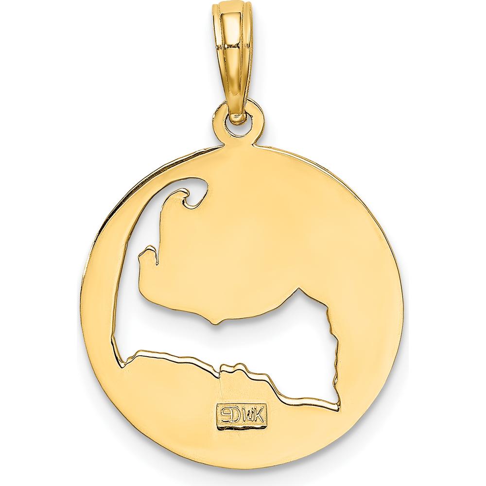 14K Yellow Gold Polished Cut-Out Cape Cod Map Charm Pendant by Oro Pregiato