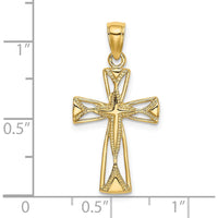 14K Yellow Gold Polished Cut-Out Cross Charm with Triangle Ends - 22.65mm Length by Oro Pregiato