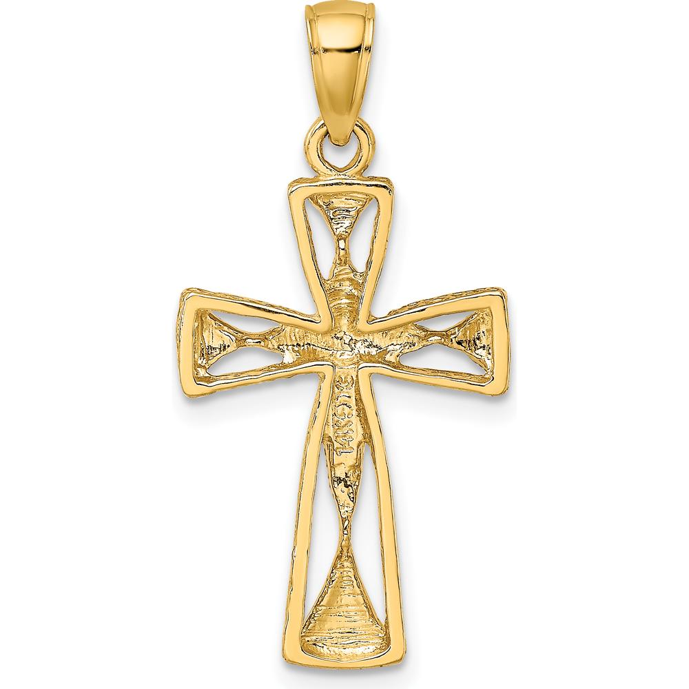 14K Yellow Gold Polished Cut-Out Cross Charm with Triangle Ends - 22.65mm Length by Oro Pregiato