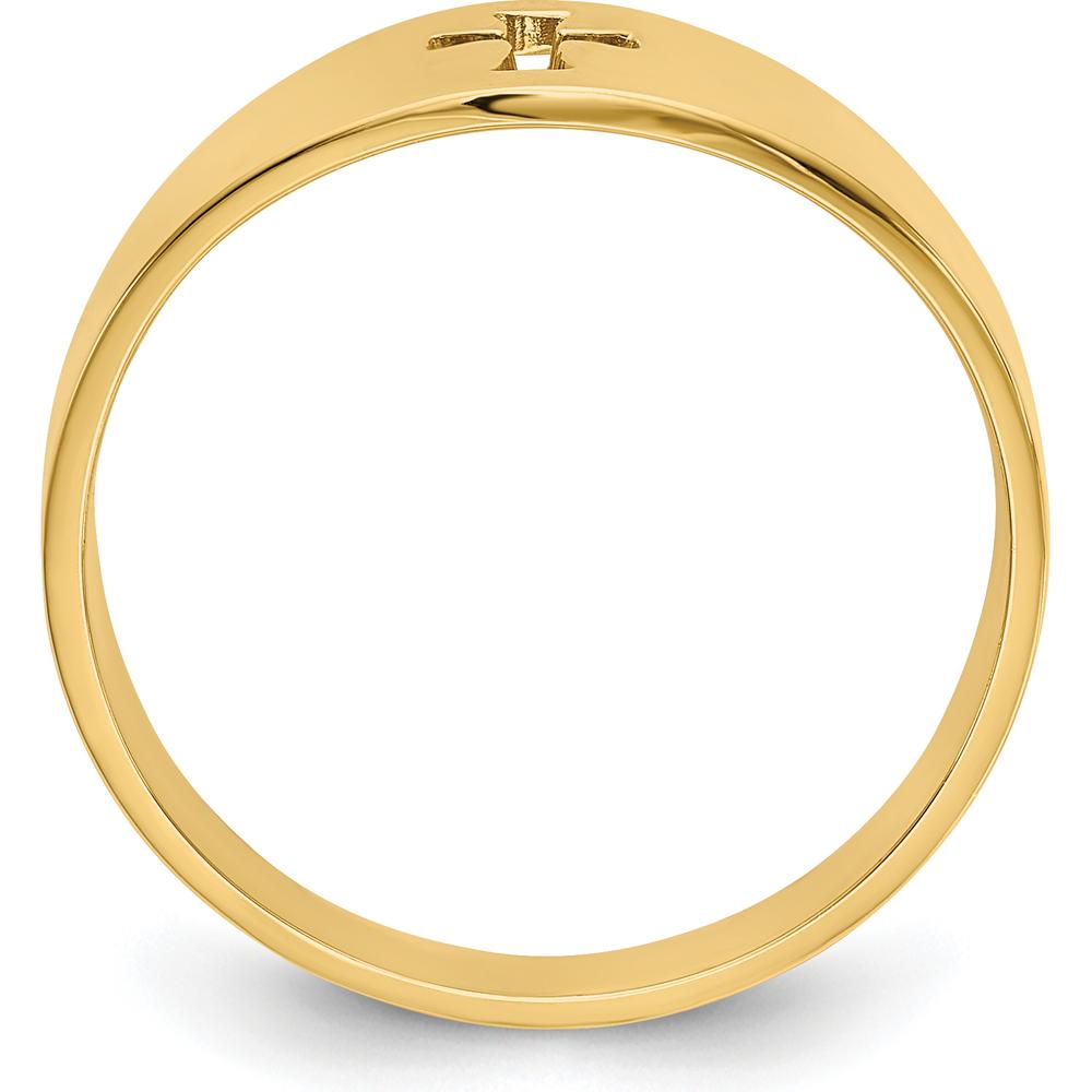 14K Yellow Gold Polished Cut-out Cross Ring - Modern Faith Design with Tapered Band by Oro Pregiato