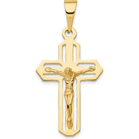 14K Yellow Gold Polished Cut-out Crucifix Pendant - 47mm x 22mm by Oro Pregiato