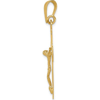 14K Yellow Gold Polished Cut-out Crucifix Pendant - 47mm x 22mm by Oro Pregiato