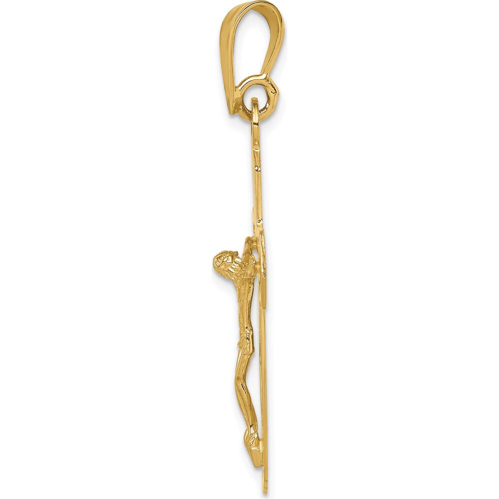 14K Yellow Gold Polished Cut-out Crucifix Pendant - 47mm x 22mm by Oro Pregiato