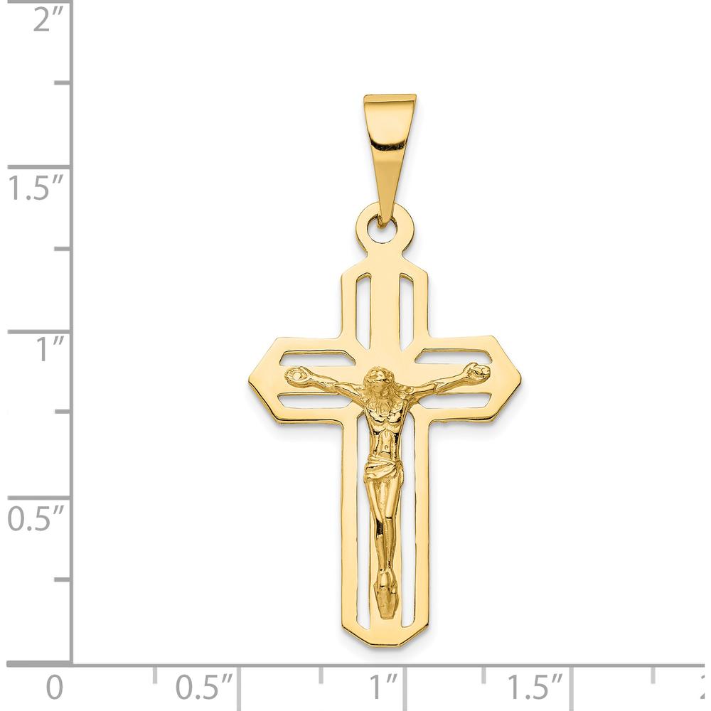14K Yellow Gold Polished Cut-out Crucifix Pendant - 47mm x 22mm by Oro Pregiato