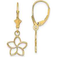 14K Yellow Gold Polished Cut-Out Flower Drop Earrings by 0