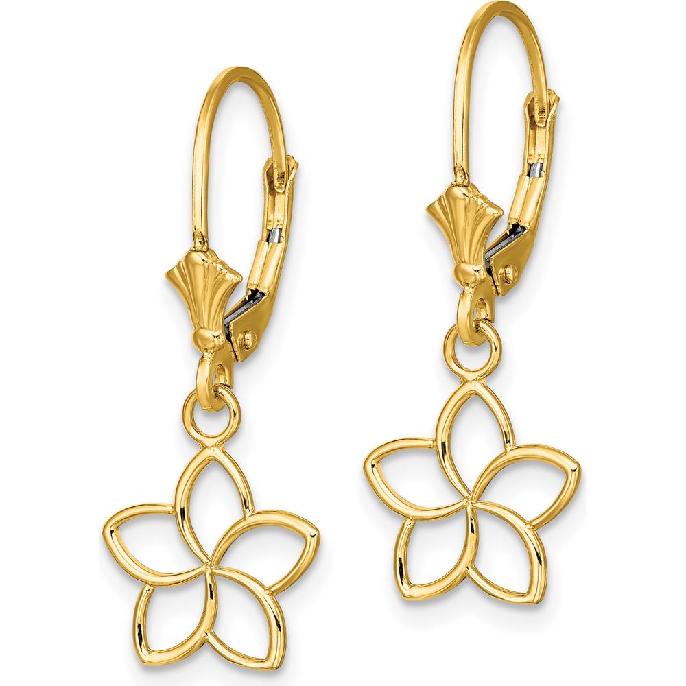 14K Yellow Gold Polished Cut-Out Flower Drop Earrings by 0