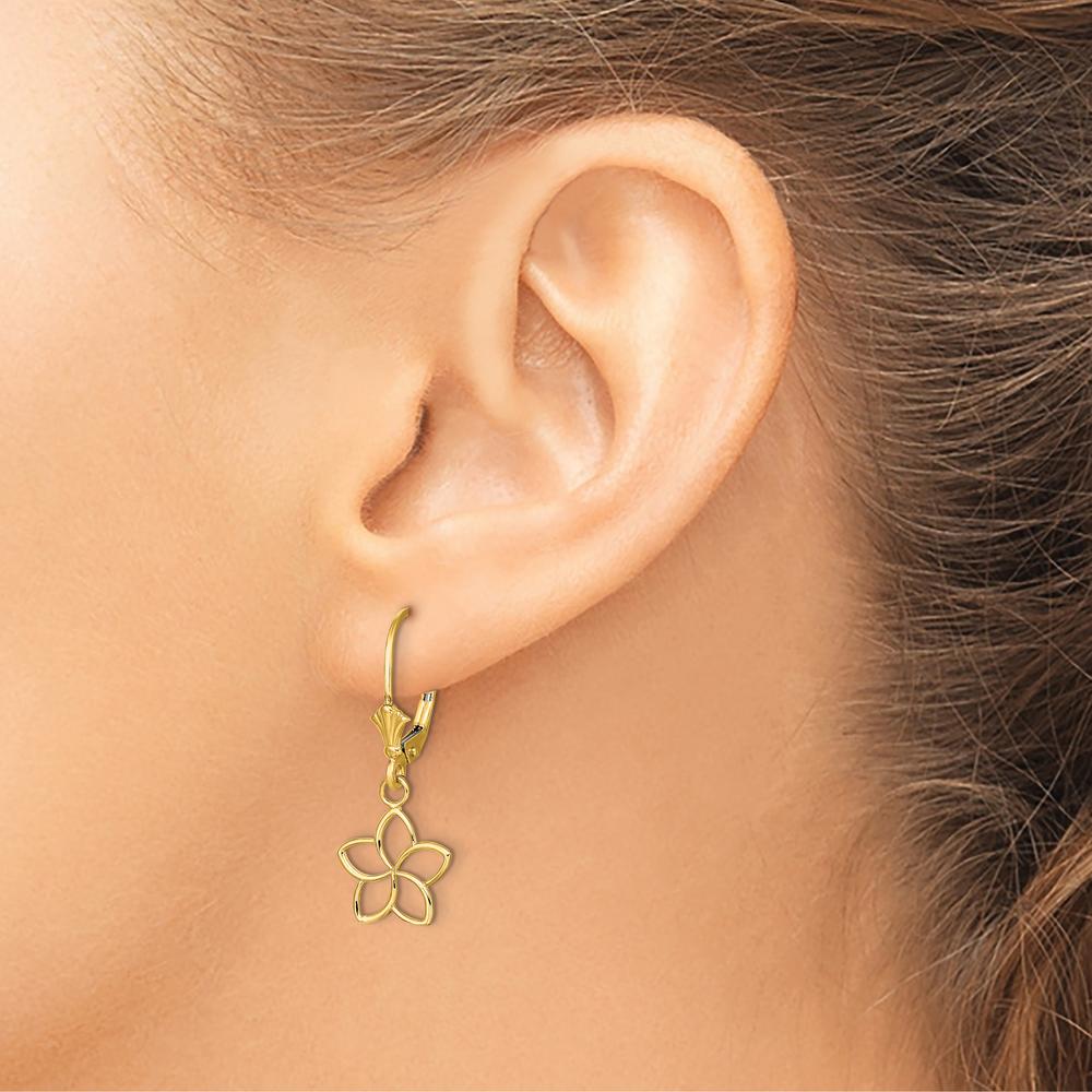 14K Yellow Gold Polished Cut-Out Flower Drop Earrings by 0