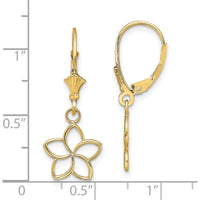 14K Yellow Gold Polished Cut-Out Flower Drop Earrings by 0