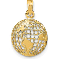 14K Yellow Gold Polished Cut-out Globe Pendant - 20mm Length by Oro Pregiato