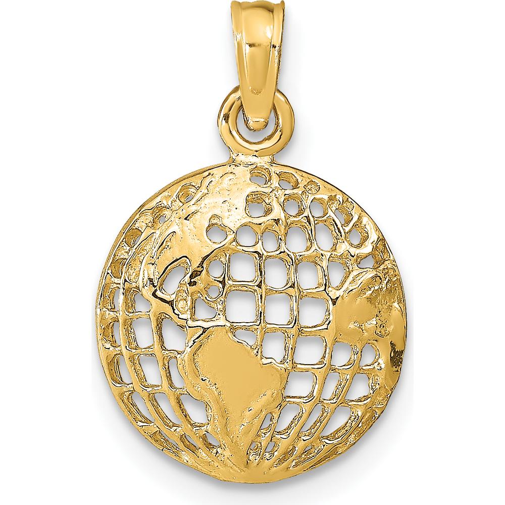 14K Yellow Gold Polished Cut-out Globe Pendant - 20mm Length by Oro Pregiato