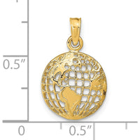 14K Yellow Gold Polished Cut-out Globe Pendant - 20mm Length by Oro Pregiato
