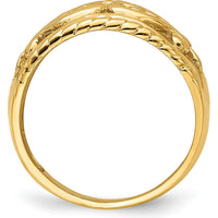 14K Yellow Gold Polished Cut-Out Heart Design Domed Band Ring by 0