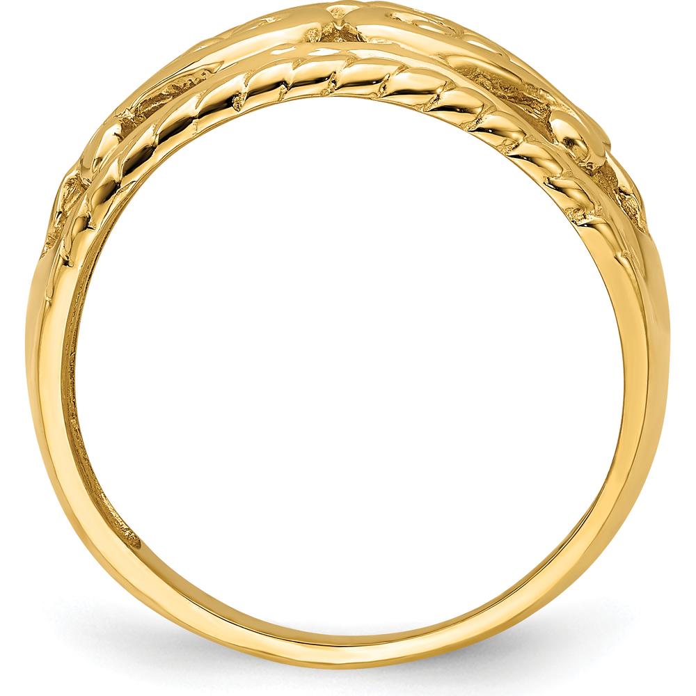 14K Yellow Gold Polished Cut-Out Heart Design Domed Band Ring by 0
