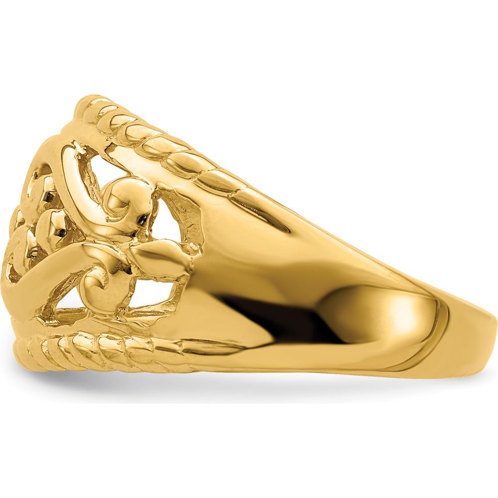 14K Yellow Gold Polished Cut-Out Heart Design Domed Band Ring by 0
