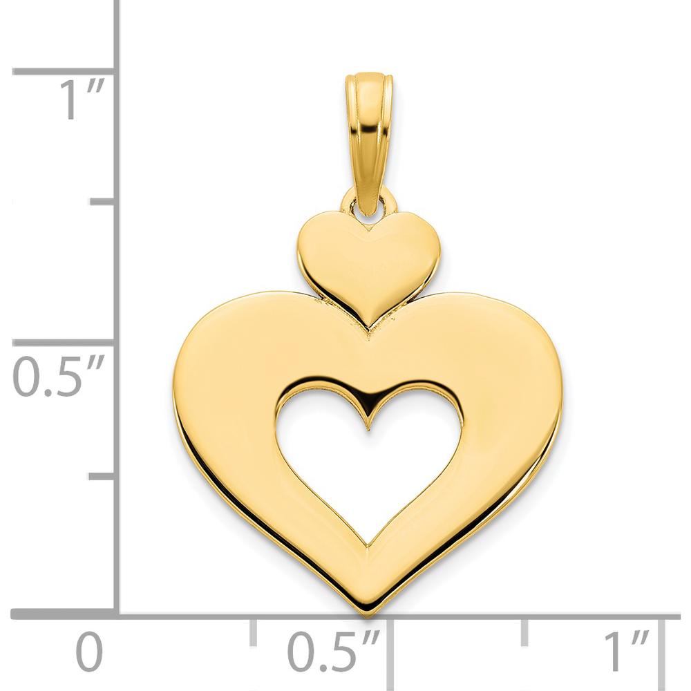 14K Yellow Gold Polished Cut-out Heart Pendant - 19.85mm Length by Oro Pregiato