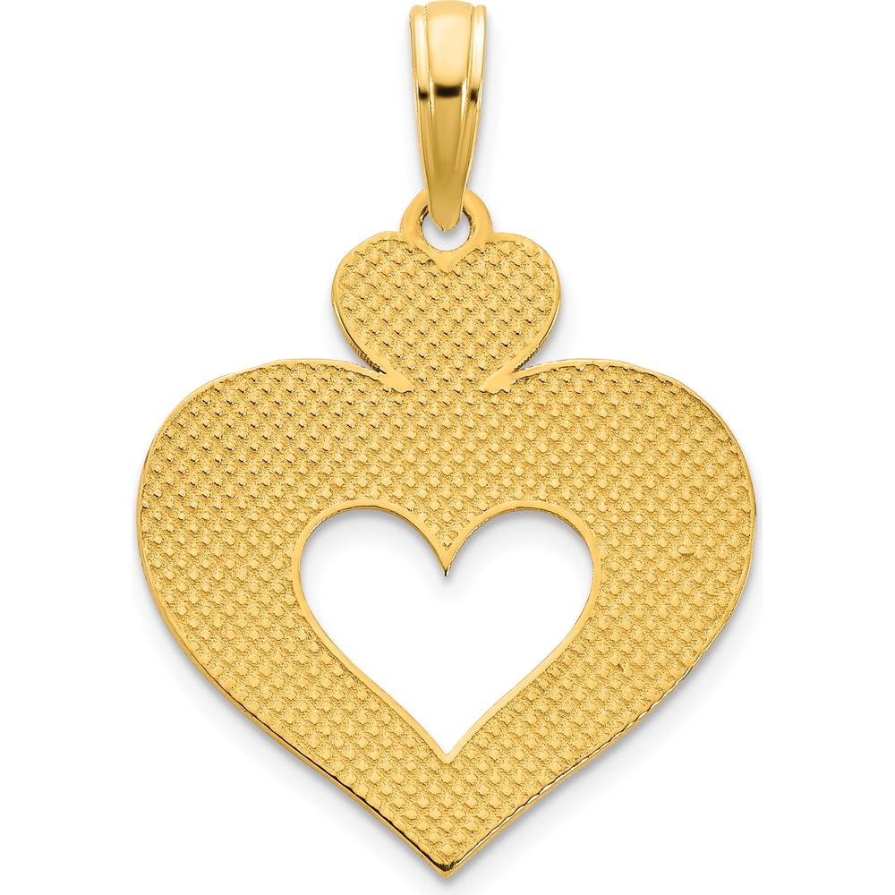 14K Yellow Gold Polished Cut-out Heart Pendant - 19.85mm Length by Oro Pregiato