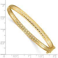 14K Yellow Gold Polished Cut-out Lattice Design 4.75mm Flexible Oval Bangle Bracelet with Safety Clasp by Oro Pregiato