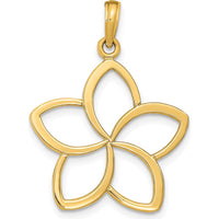 14K Yellow Gold Polished Cut-out Plumeria Flower Pendant - 24mm by Oro Pregiato