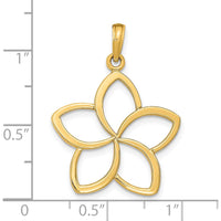 14K Yellow Gold Polished Cut-out Plumeria Flower Pendant - 24mm by Oro Pregiato