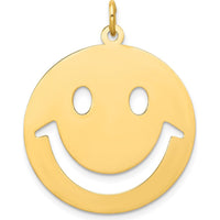 14K Yellow Gold Polished Cut-out Smiley Face Charm - 30mm Length, 25mm Width by Oro Pregiato