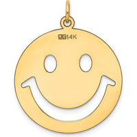 14K Yellow Gold Polished Cut-out Smiley Face Charm - 30mm Length, 25mm Width by Oro Pregiato