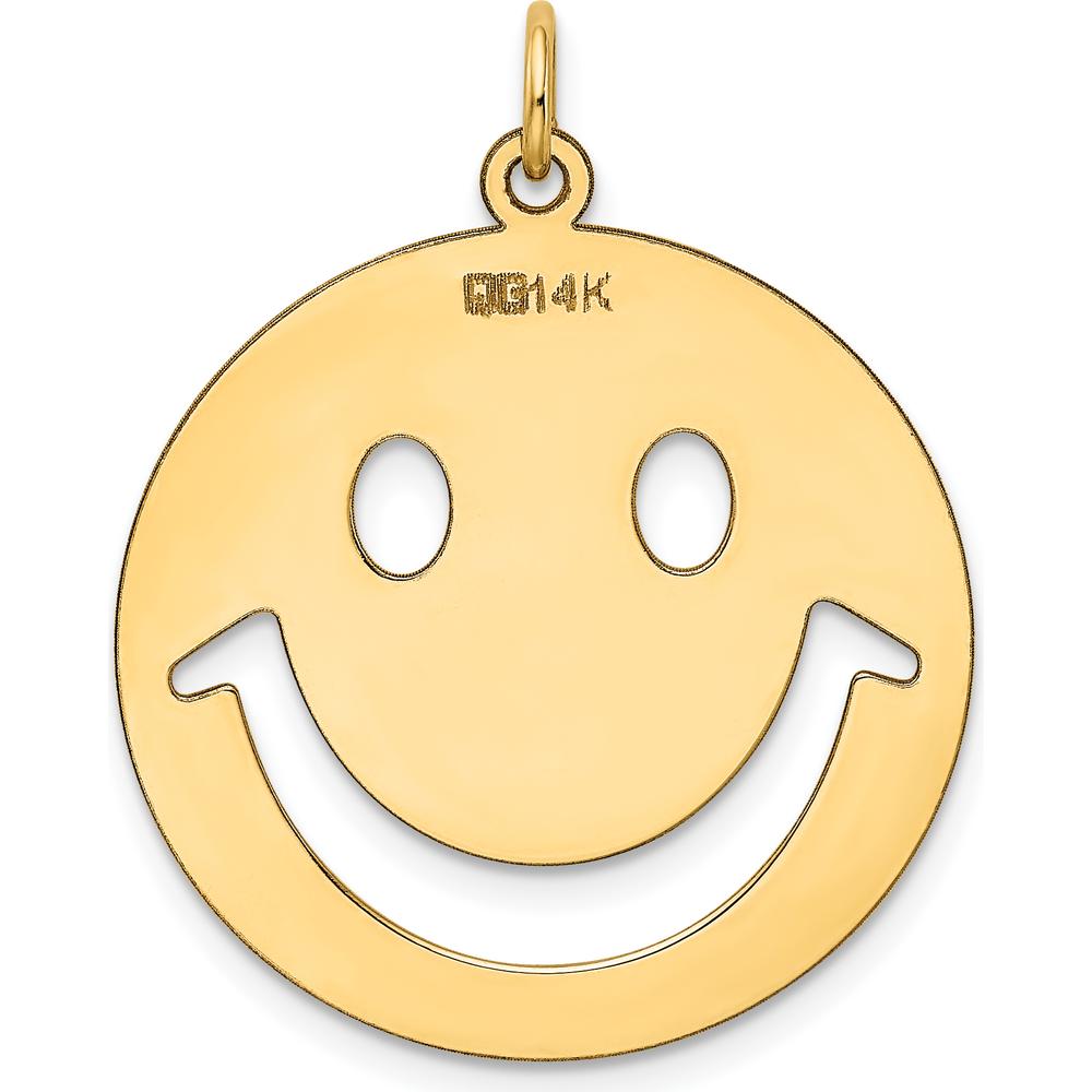 14K Yellow Gold Polished Cut-out Smiley Face Charm - 30mm Length, 25mm Width by Oro Pregiato