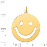 14K Yellow Gold Polished Cut-out Smiley Face Charm - 30mm Length, 25mm Width by Oro Pregiato