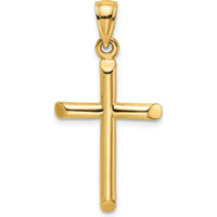 14K Yellow Gold Polished Cylinder Cross Pendant - 30.55mm by Oro Pregiato