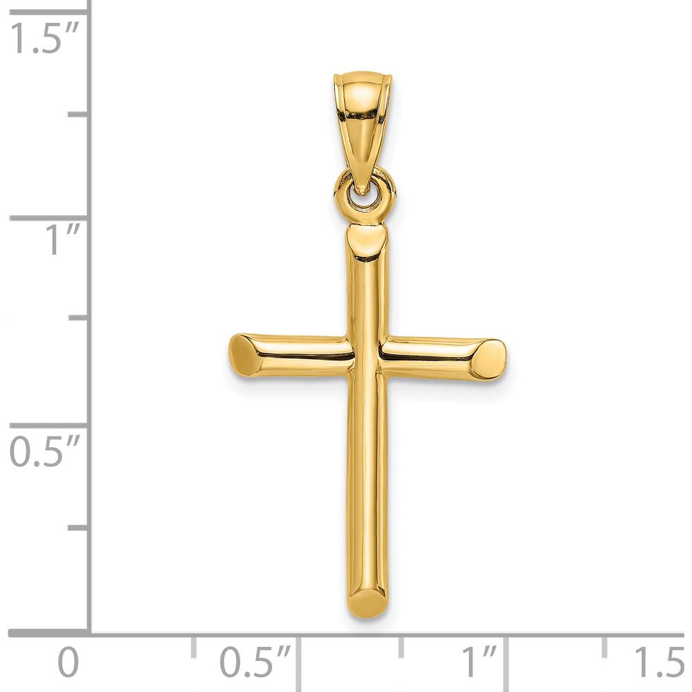 14K Yellow Gold Polished Cylinder Cross Pendant - 30.55mm by Oro Pregiato