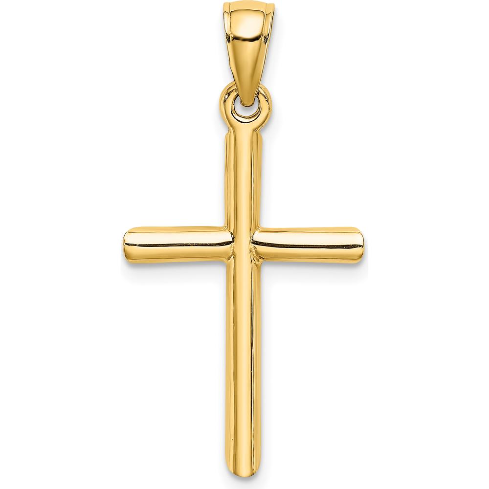 14K Yellow Gold Polished Cylinder Cross Pendant - 30.55mm by Oro Pregiato
