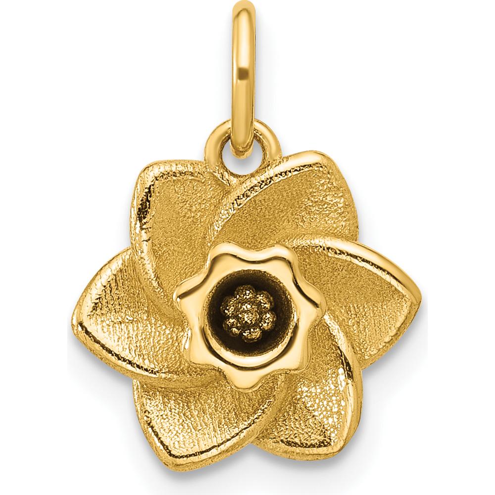 14K Yellow Gold Polished Daffodil Flower Pendant - 12.65mm Length by Oro Pregiato