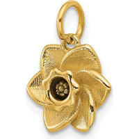 14K Yellow Gold Polished Daffodil Flower Pendant - 12.65mm Length by Oro Pregiato