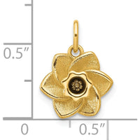14K Yellow Gold Polished Daffodil Flower Pendant - 12.65mm Length by Oro Pregiato