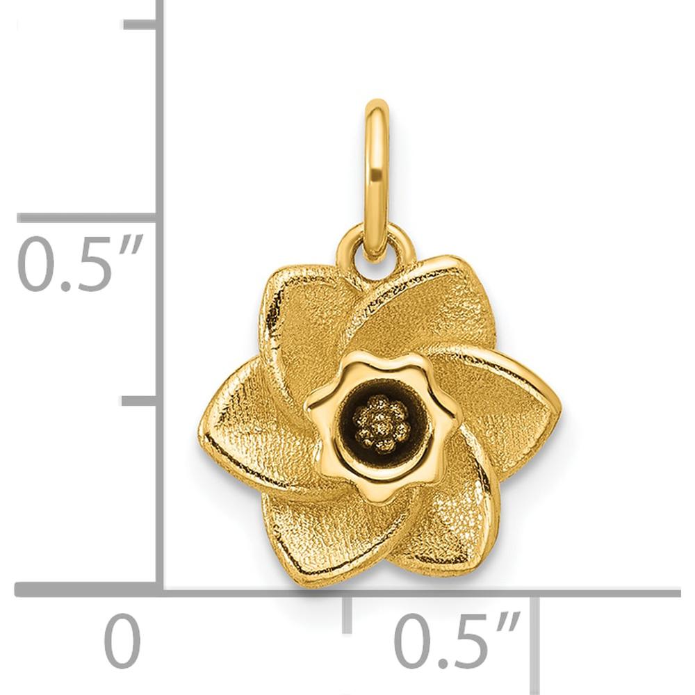 14K Yellow Gold Polished Daffodil Flower Pendant - 12.65mm Length by Oro Pregiato