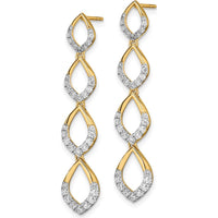 14K Yellow Gold Polished Dangle Earrings with Round Diamonds - 0.25 Carat Total Diamond Weight by Oro Pregiato