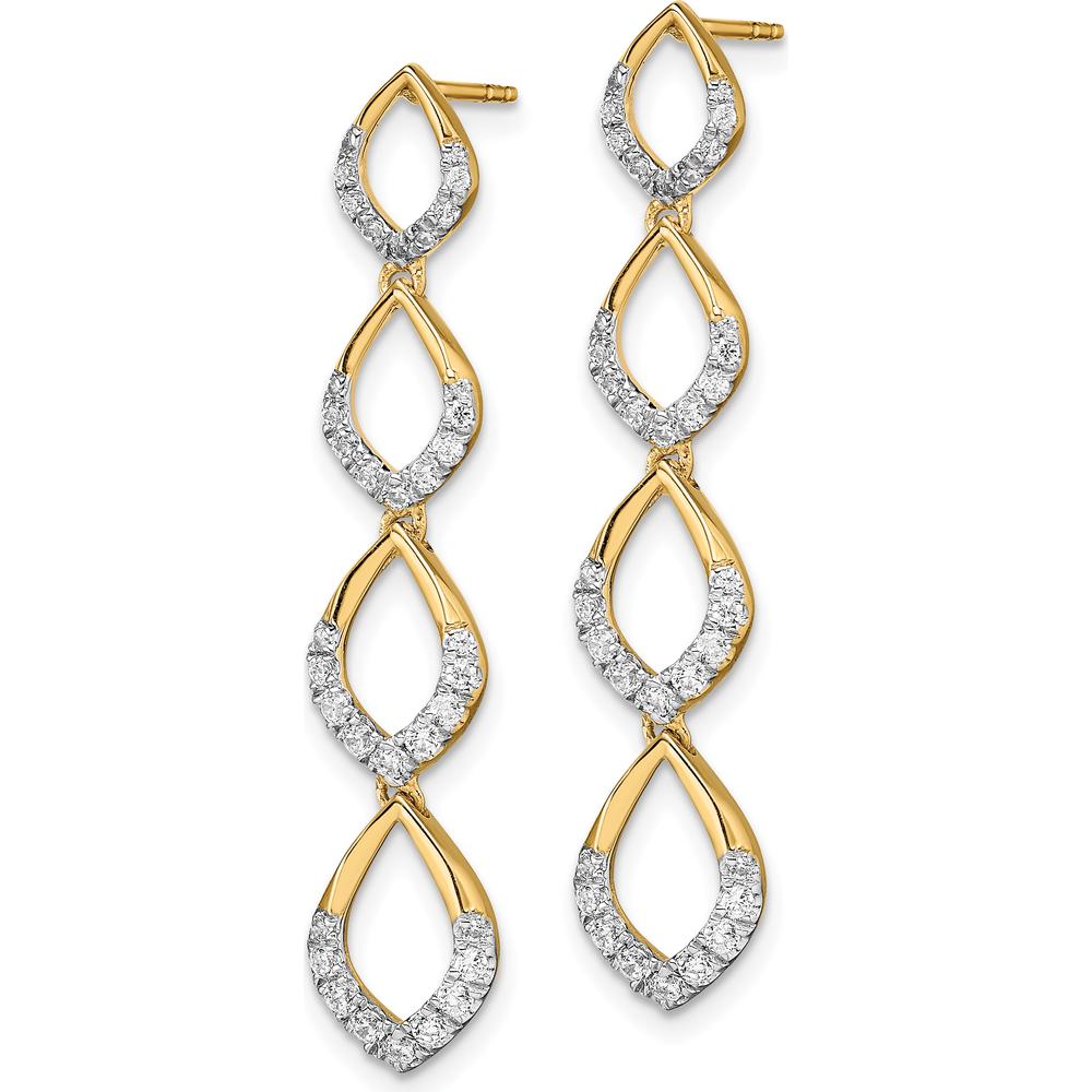 14K Yellow Gold Polished Dangle Earrings with Round Diamonds - 0.25 Carat Total Diamond Weight by Oro Pregiato