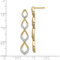 14K Yellow Gold Polished Dangle Earrings with Round Diamonds - 0.25 Carat Total Diamond Weight by Oro Pregiato