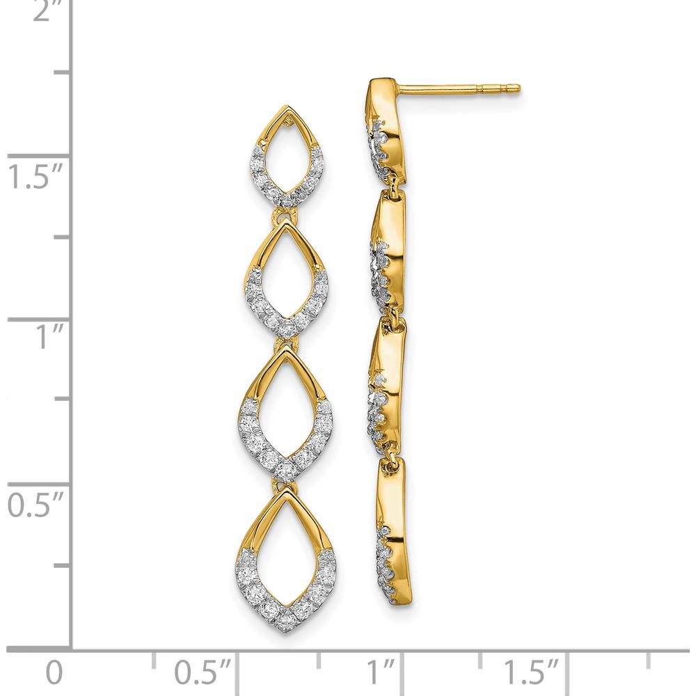 14K Yellow Gold Polished Dangle Earrings with Round Diamonds - 0.25 Carat Total Diamond Weight by Oro Pregiato