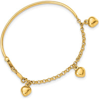 14K Yellow Gold Polished Dangle Heart Baby Bracelet with Lobster Clasp by Oro Pregiato