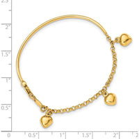 14K Yellow Gold Polished Dangle Heart Baby Bracelet with Lobster Clasp by Oro Pregiato