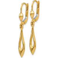 14K Yellow Gold Polished Dangle Leverback Earrings - 36mm Length by 0