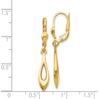 14K Yellow Gold Polished Dangle Leverback Earrings - 36mm Length by 0