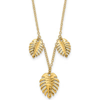 14K Yellow Gold Polished Dangle Palm Leaves Necklace - 16.75" by 0