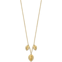 14K Yellow Gold Polished Dangle Palm Leaves Necklace - 16.75" by 0