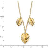 14K Yellow Gold Polished Dangle Palm Leaves Necklace - 16.75" by 0