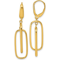 14K Yellow Gold Polished Dangle Rectangles Leverback Earrings by 0
