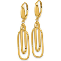 14K Yellow Gold Polished Dangle Rectangles Leverback Earrings by 0